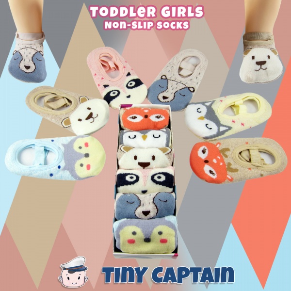 Toddler Girl Socks Non Slip Animal Cartoon For Girls 1-3 Yrs Old Grips and Straps 